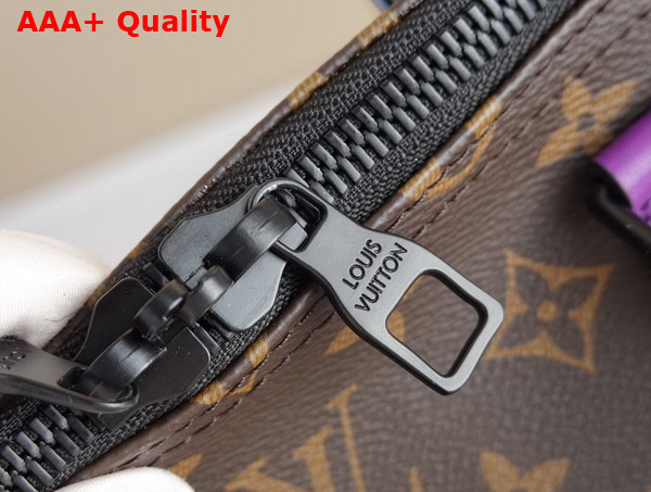 Louis Vuitton Keepall Bandouliere 50 Monogram Macassar Coated Canvas and Purple Cowhide Leather Trim M46257 Replica
