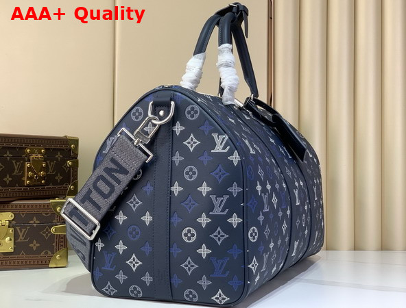 Louis Vuitton Keepall Bandouliere 50 Navy Blue Monogram Shadow Calfskin Leather Gradient Effect M28836 Replica