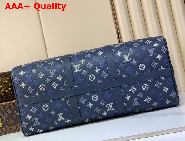 Louis Vuitton Keepall Bandouliere 50 Navy Blue Monogram Shadow Calfskin Leather Gradient Effect M28836 Replica
