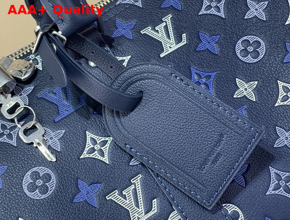 Louis Vuitton Keepall Bandouliere 50 Navy Blue Monogram Shadow Calfskin Leather Gradient Effect M28836 Replica