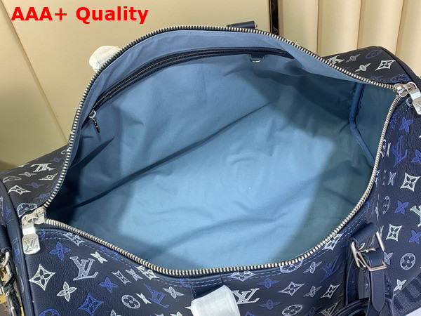 Louis Vuitton Keepall Bandouliere 50 Navy Blue Monogram Shadow Calfskin Leather Gradient Effect M28836 Replica