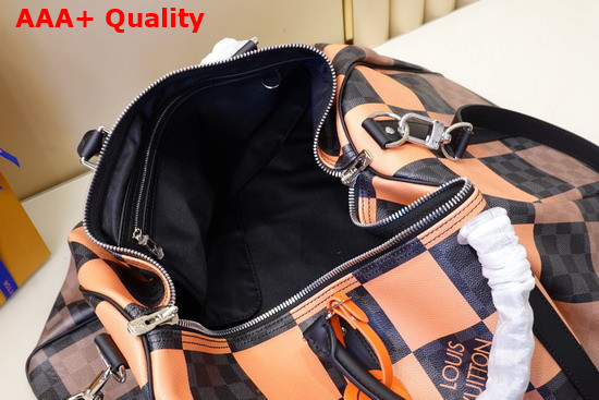 Louis Vuitton Keepall Bandouliere 50 Orange Damier Graphite Giant Coated Canvas N40420 Replica