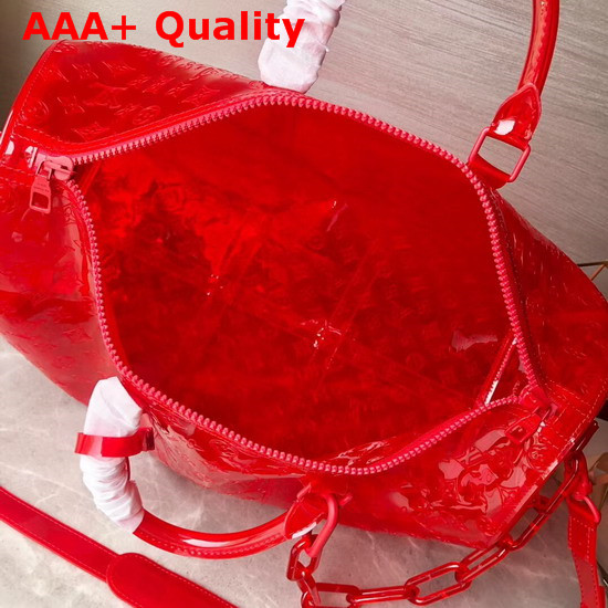 Louis Vuitton Keepall Bandouliere 50 Red Transparent Embossed Monogram PVC M53274 Replica