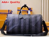 Louis Vuitton Keepall Bandouliere 50 Travel Bag in Masculine Monogram Stripes Eclipse Canvas Replica