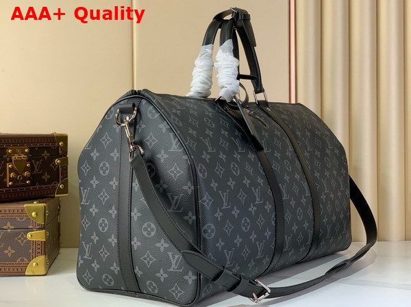 Louis Vuitton Keepall Bandouliere 50 Travel Bag in Monogram Eclipse Coated Canvas M14202 Replica