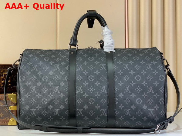 Louis Vuitton Keepall Bandouliere 50 Travel Bag in Monogram Eclipse Coated Canvas M14202 Replica
