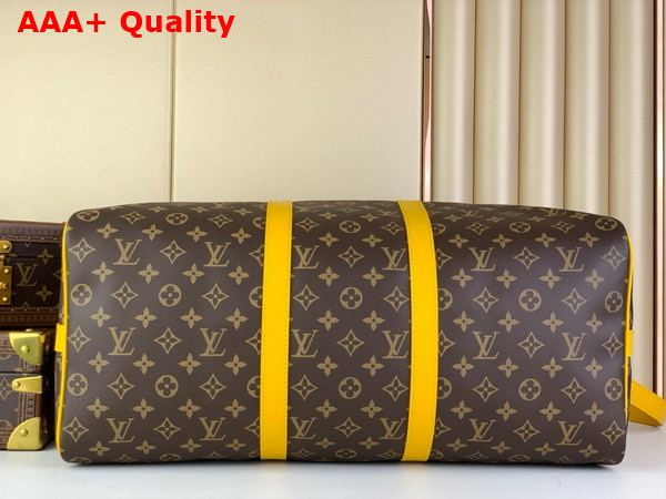 Louis Vuitton Keepall Bandouliere 50 Travel Bag in Monogram Macassar Coated Canvas and Yellow Cowhide Leather Trim M46771 Replica