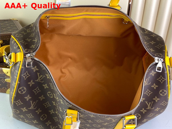 Louis Vuitton Keepall Bandouliere 50 Travel Bag in Monogram Macassar Coated Canvas and Yellow Cowhide Leather Trim M46771 Replica