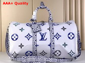 Louis Vuitton Keepall Bandouliere 50 in Blue Monogram Coated Canvas Replica