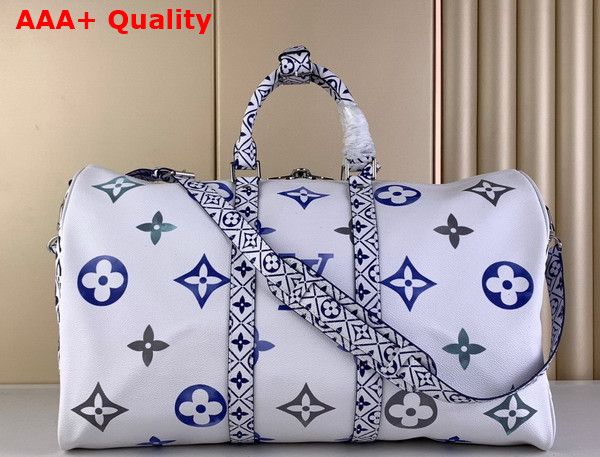 Louis Vuitton Keepall Bandouliere 50 in Blue Monogram Coated Canvas Replica