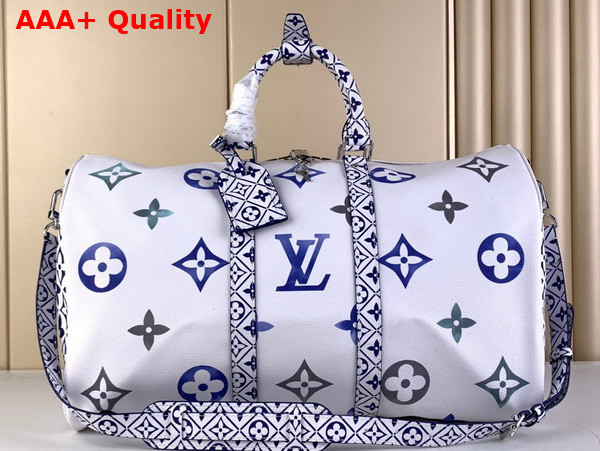 Louis Vuitton Keepall Bandouliere 50 in Blue Monogram Coated Canvas Replica