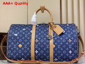 Louis Vuitton Keepall Bandouliere 50 in Blue Monogram Denim Flowers M27781 Replica
