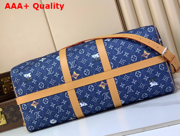 Louis Vuitton Keepall Bandouliere 50 in Blue Monogram Denim Flowers M27781 Replica