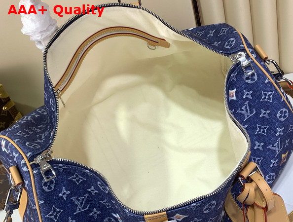 Louis Vuitton Keepall Bandouliere 50 in Blue Monogram Denim Flowers M27781 Replica