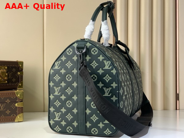 Louis Vuitton Keepall Bandouliere 50 in Forest Green Monogram Shadow Calf Leather M27179 Replica