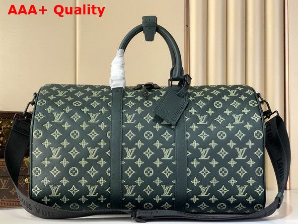 Louis Vuitton Keepall Bandouliere 50 in Forest Green Monogram Shadow Calf Leather M27179 Replica