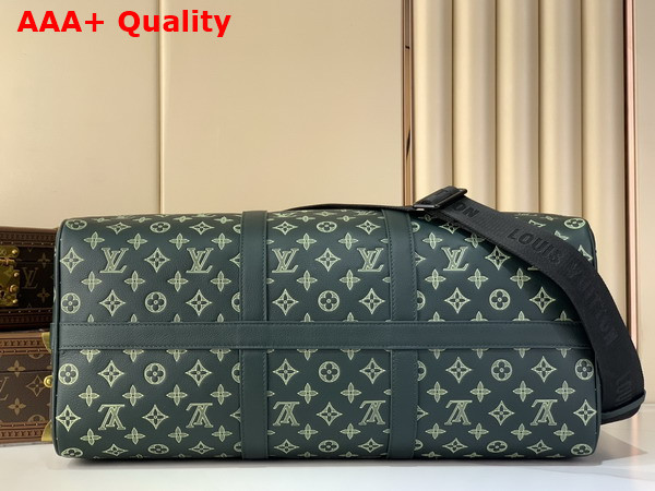 Louis Vuitton Keepall Bandouliere 50 in Forest Green Monogram Shadow Calf Leather M27179 Replica