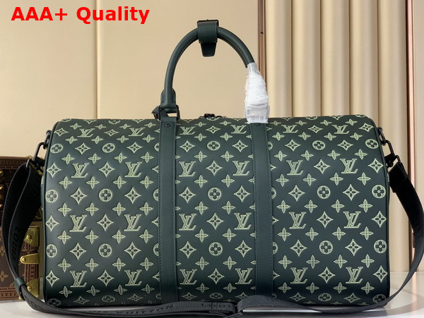Louis Vuitton Keepall Bandouliere 50 in Forest Green Monogram Shadow Calf Leather M27179 Replica