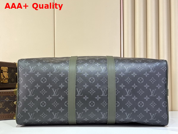 Louis Vuitton Keepall Bandouliere 50 in Khaki Green Monogram Eclipse Coated Canvas Replica