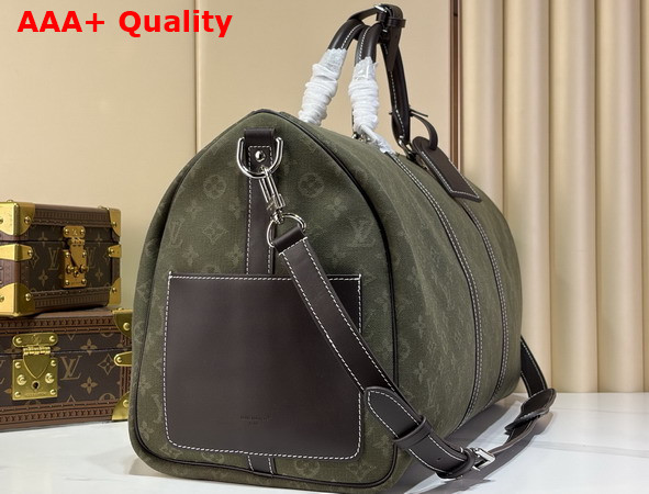 Louis Vuitton Keepall Bandouliere 50 in Khaki Green Monogram Surplus Jacquard Textile M2A111 Replica