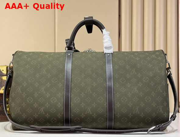 Louis Vuitton Keepall Bandouliere 50 in Khaki Green Monogram Surplus Jacquard Textile M2A111 Replica