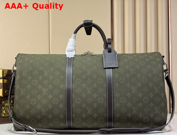 Louis Vuitton Keepall Bandouliere 50 in Khaki Green Monogram Surplus Jacquard Textile M2A111 Replica