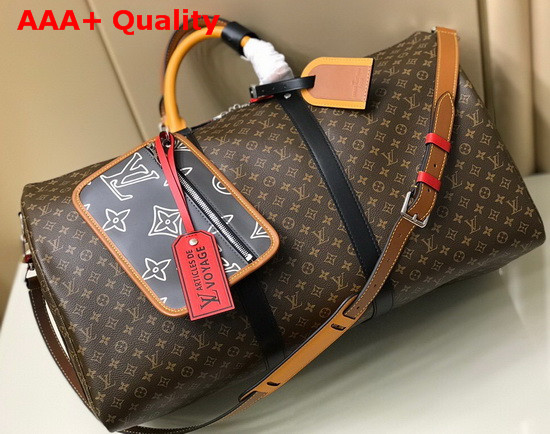 Louis Vuitton Keepall Bandouliere 50 in Monogram Canvas with Virgil Ablohs New Patchwork Replica