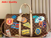 Louis Vuitton Keepall Bandouliere 50 in Monogram Canvas with a Print of Louis Vuitton Travel Stickers M15042 Replica