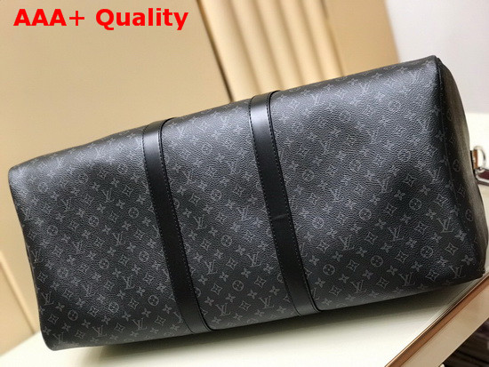 Louis Vuitton Keepall Bandouliere 50 in Monogram Eclipse Canvas with Virgil Ablohs New Patchwork M56856 Replica