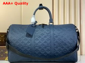 Louis Vuitton Keepall Bandouliere 50 in Navy Blue Monogram Shadow Embossed Calf Leather M14840 Replica