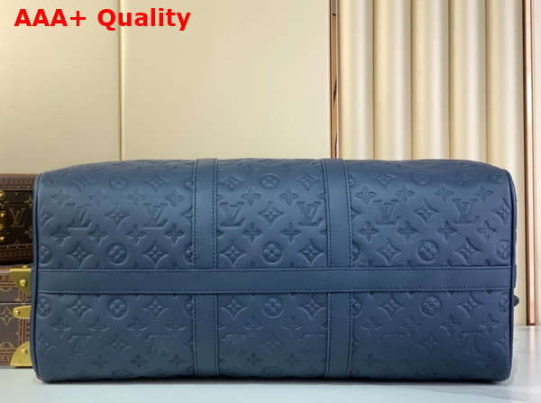 Louis Vuitton Keepall Bandouliere 50 in Navy Blue Monogram Shadow Embossed Calf Leather M14840 Replica