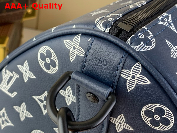 Louis Vuitton Keepall Bandouliere 50 in Navy Blue Monogram Shadow Leather M24953 Replica