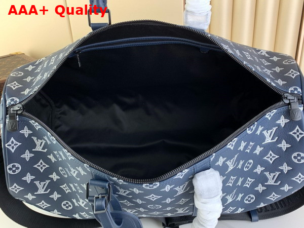 Louis Vuitton Keepall Bandouliere 50 in Navy Blue Monogram Shadow Leather M24953 Replica