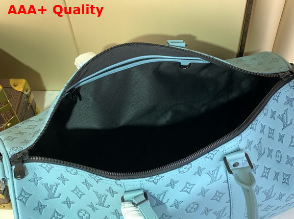 Louis Vuitton Keepall Bandouliere 50 in Sky Blue Monogram Shadow Embossed Calf Leather M14842 Replica