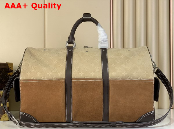 Louis Vuitton Keepall Bandouliere 50 in Tan Monogram Suede Leather Inspired by the Cult Favorite Workwear Style M26127 Replica