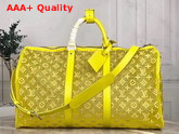 Louis Vuitton Keepall Bandouliere 50 in Yellow Mesh Embroidered with the Monogram Pattern Replica