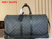 Louis Vuitton Keepall Bandouliere 55 Bag in Monogram Eclipse Coated Canvas M40605 Replica