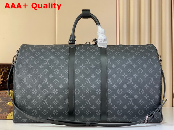 Louis Vuitton Keepall Bandouliere 55 Bag in Monogram Eclipse Coated Canvas M40605 Replica