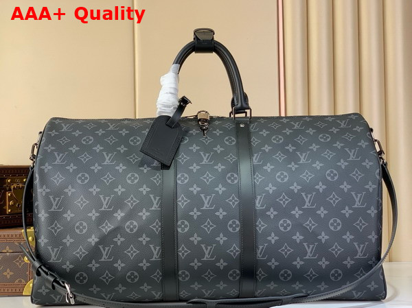 Louis Vuitton Keepall Bandouliere 55 Bag in Monogram Eclipse Coated Canvas M40605 Replica