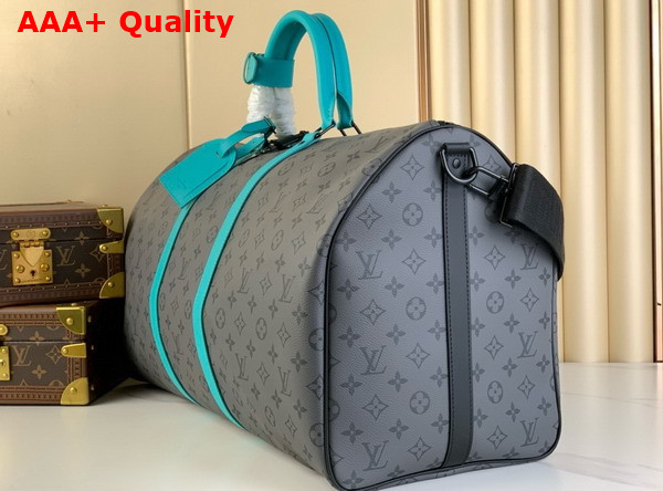 Louis Vuitton Keepall Bandouliere 55 Bag in Monogram Eclipse Reverse Coated Canvas Replica