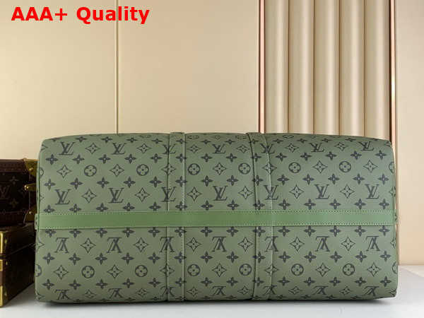 Louis Vuitton Keepall Bandouliere 55 Khaki Green and Vermillion Red Monogram Canvas M23963 Replica