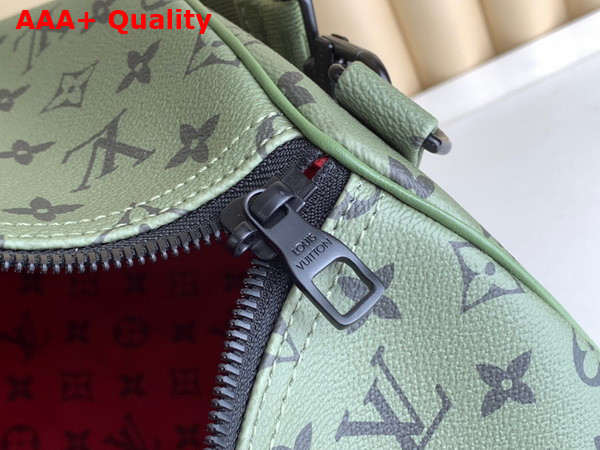 Louis Vuitton Keepall Bandouliere 55 Khaki Green and Vermillion Red Monogram Canvas M23963 Replica