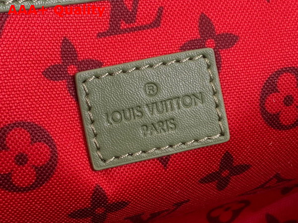 Louis Vuitton Keepall Bandouliere 55 Khaki Green and Vermillion Red Monogram Canvas M23963 Replica