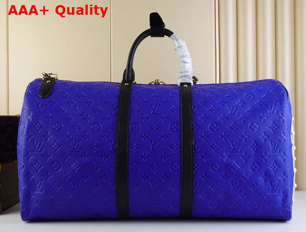 Louis Vuitton Keepall Bandouliere 55 Travel Bag Sports the Colors of The NBA Vivid Blue Taurillon Leather M21105 Replica