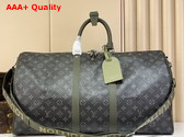 Louis Vuitton Keepall Bandouliere 55 in Khaki Green Monogram Eclipse Coated Canvas M28844 Replica