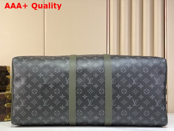 Louis Vuitton Keepall Bandouliere 55 in Khaki Green Monogram Eclipse Coated Canvas M28844 Replica