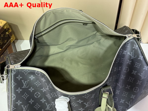 Louis Vuitton Keepall Bandouliere 55 in Khaki Green Monogram Eclipse Coated Canvas M28844 Replica