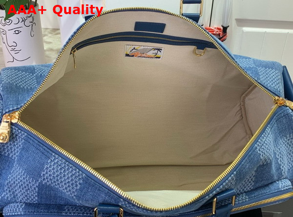 Louis Vuitton Keepall Cargo 50 Damier Denim 3D Cotton Canvas N00197 Replica