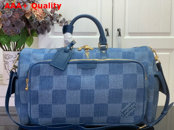 Louis Vuitton Keepall Cargo 50 Damier Denim 3D Cotton Canvas N00197 Replica