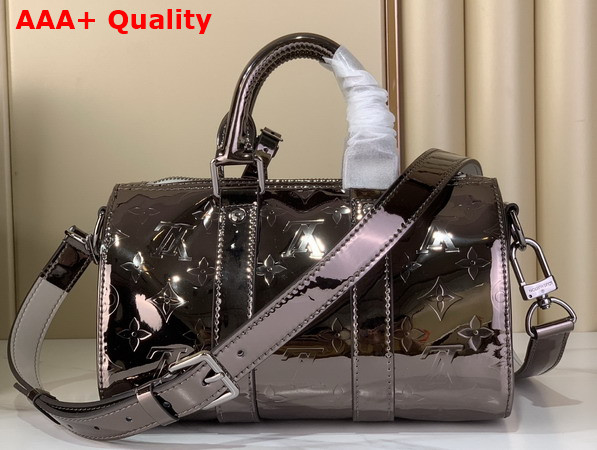 Louis Vuitton Keepall Nandouliere 25 Gunmetal Monogram Mirror Coated Canvas M26903 Replica